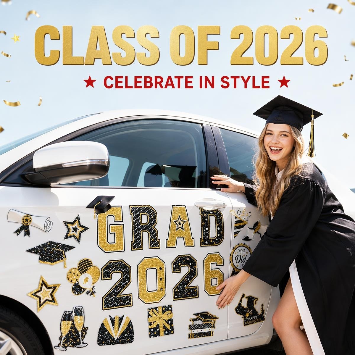 2026 Graduation Car Magnet Decor Set