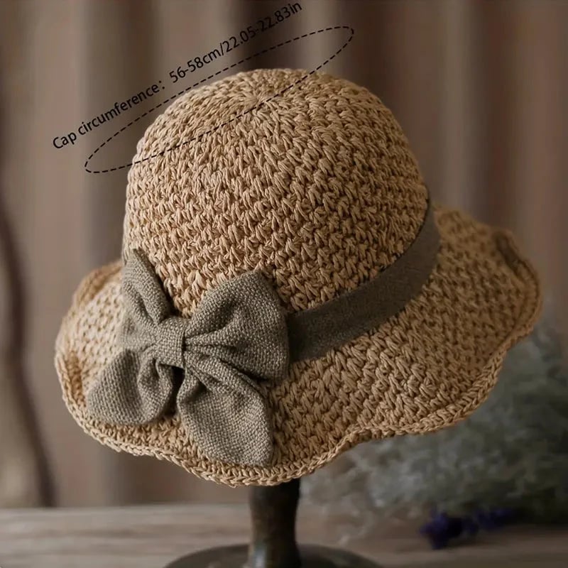👒✨Elegant Woven Straw Sun Hat with Bow