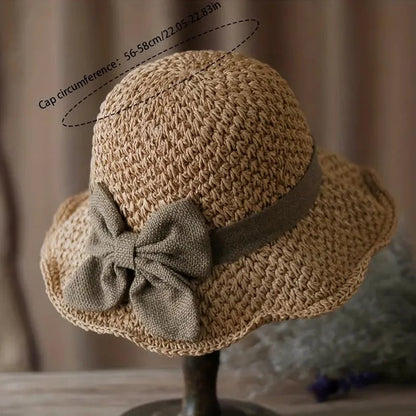 👒✨Elegant Woven Straw Sun Hat with Bow