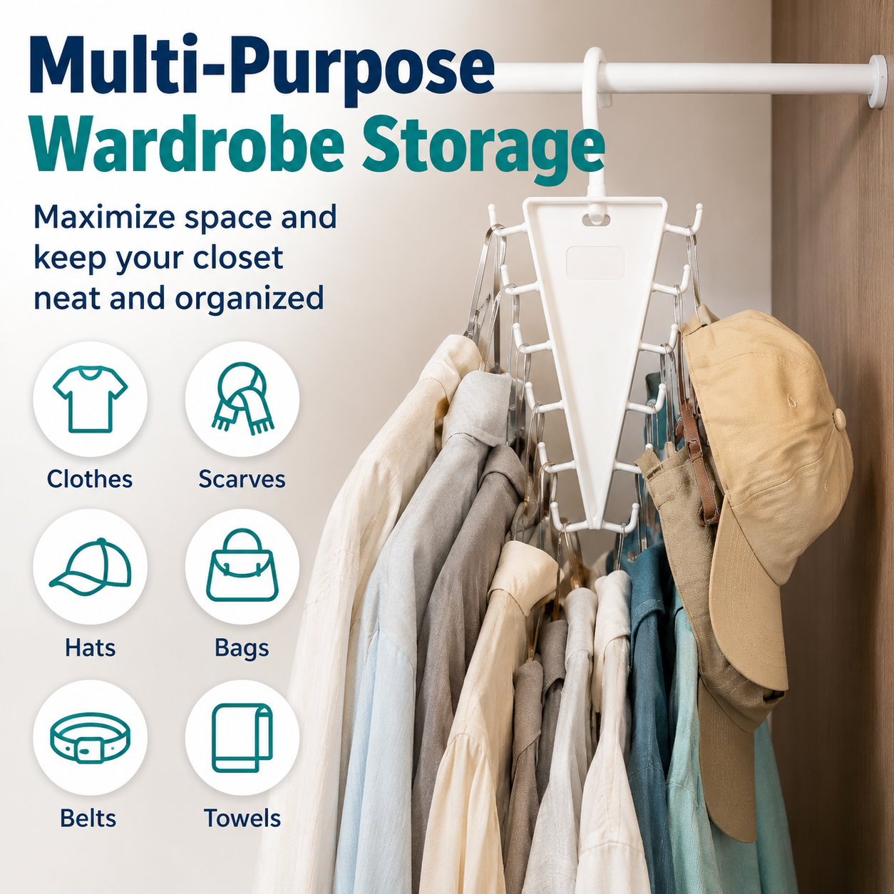 👕V-Shape Double-Sided 12-Slot Closet Organizer