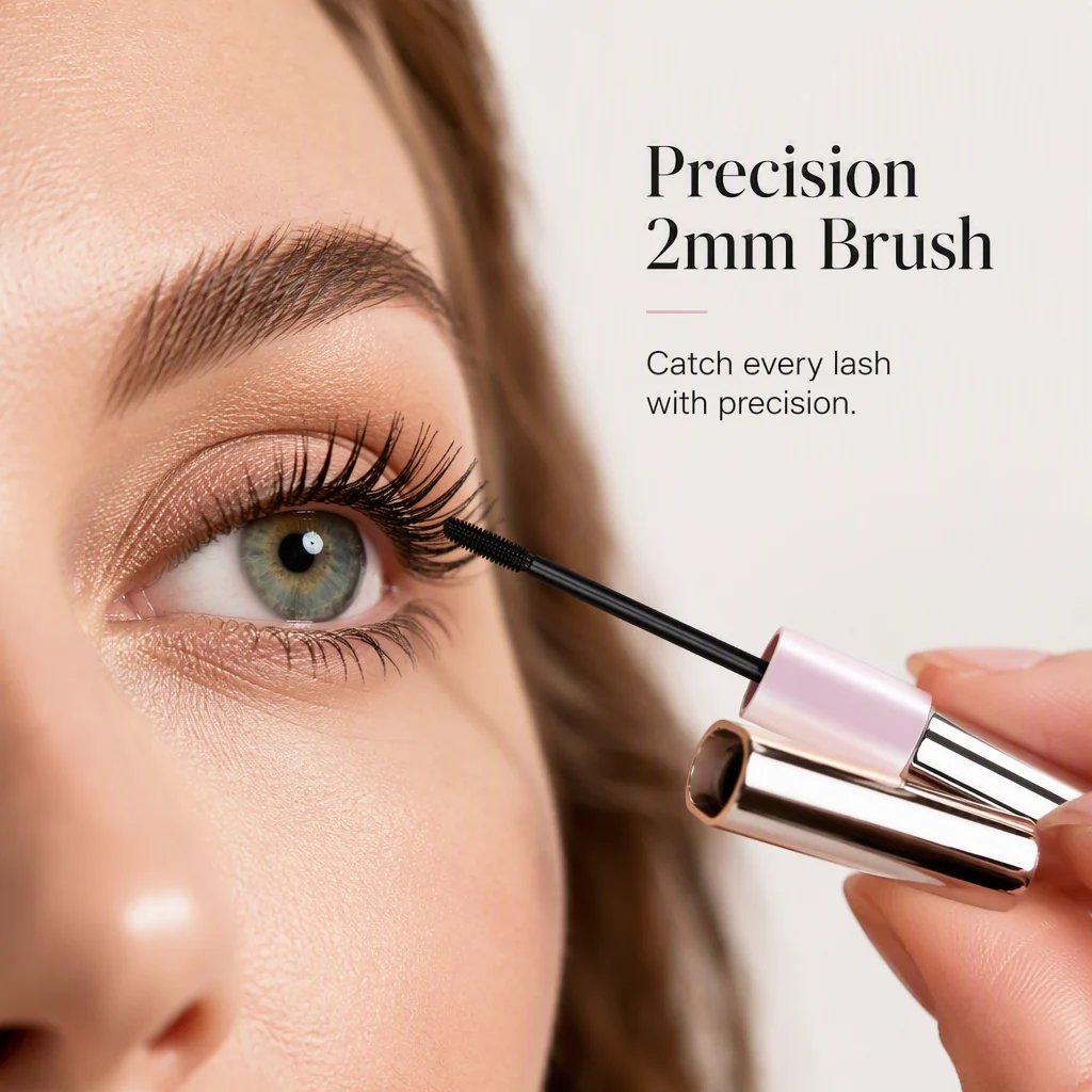 ✨ 24H Waterproof Double-Ended Mascara – 2mm Precision Brush for Longer, Lifted Lashes
