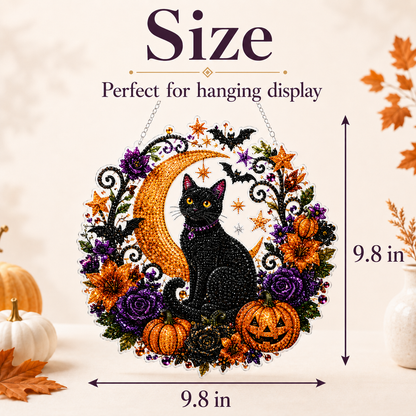 🎃 DIY Halloween Moon & Black Cat Diamond Art Kit
