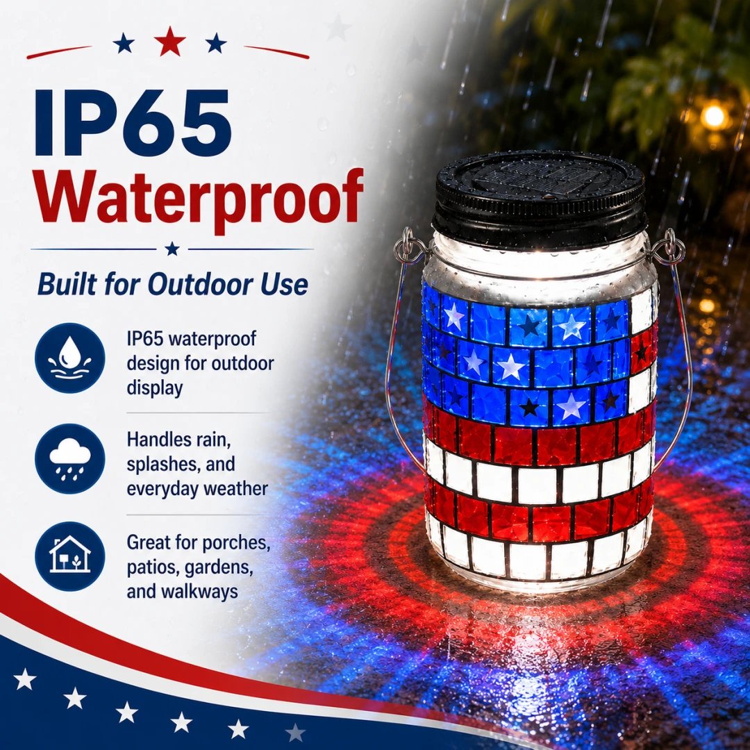 🔥 Last Day 50% OFF - 4th of July Solar Patriotic Mason Jar Lantern