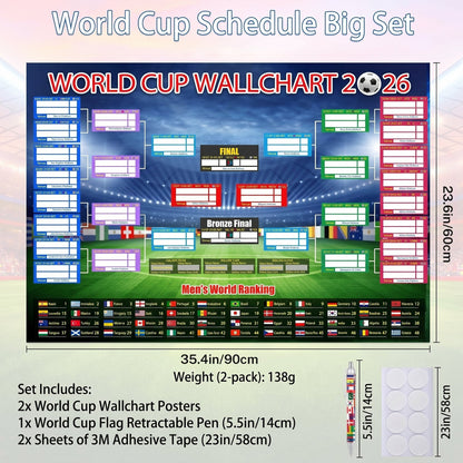 ⚽🏆 2026 Soccer Fan Wall Chart Kit 📅 Group Stage & Knockouts