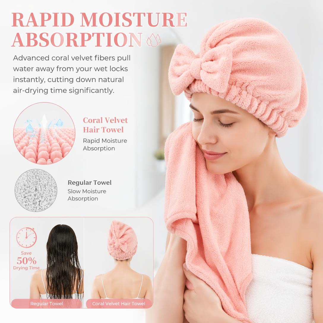 🎀Women's Bow-Decorated Shower Cap and Hair Dryer Cap