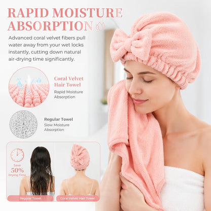 🎀Women's Bow-Decorated Shower Cap and Hair Dryer Cap