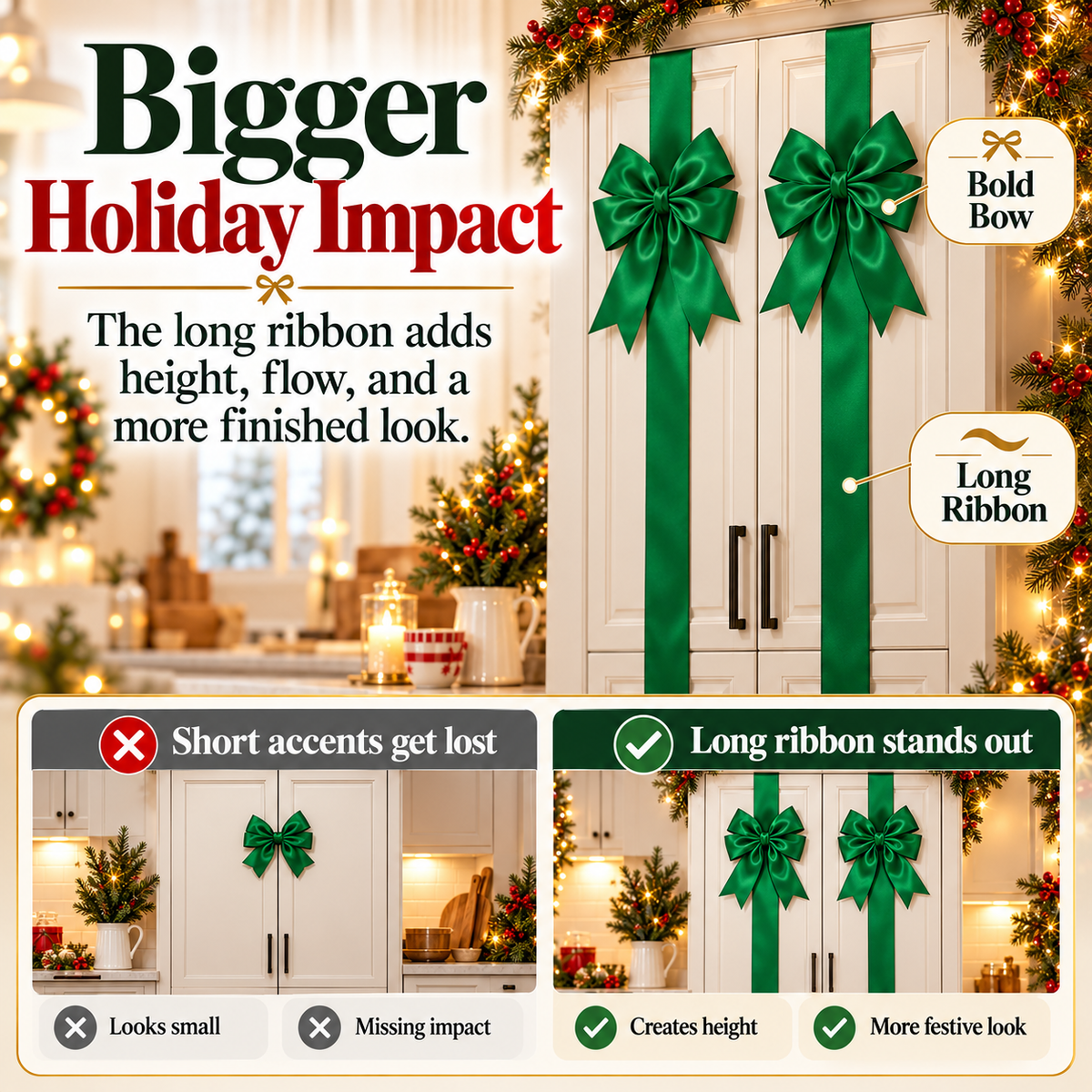 🎀Christmas Bow and Ribbon Decoration Set – Festive Door Decor and Home Decorations