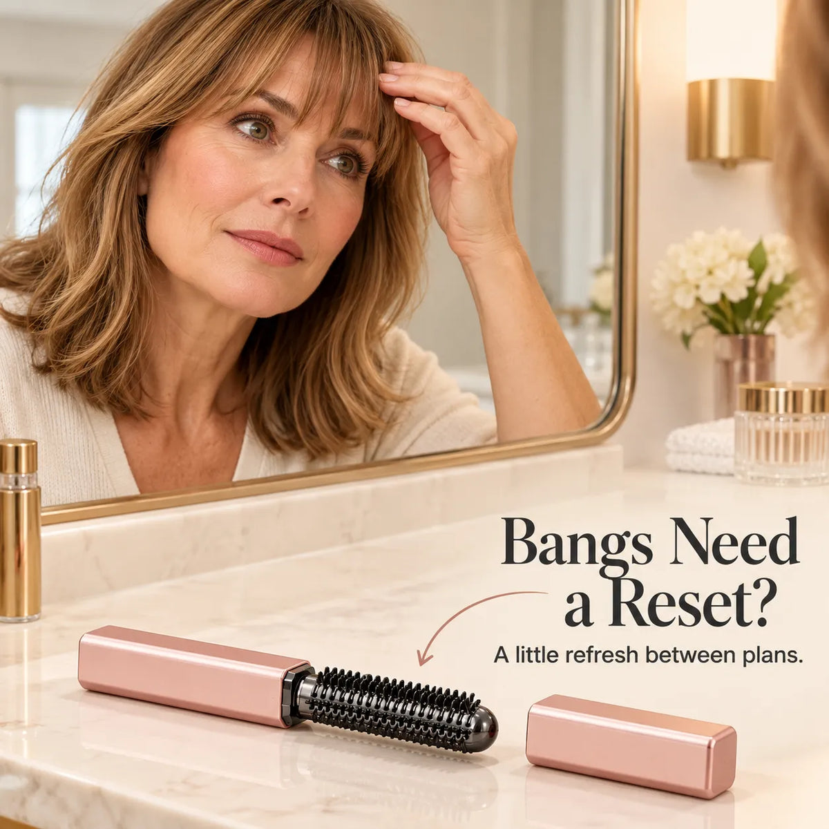 ✨ Mini Cordless Heated Styling Brush – Portable Hair Touch-Up Tool for Bangs, Face-Framing Pieces & Ends