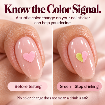 Pink Heart Drink Test Nail Stickers — Discreet Style, an Extra Safety Check