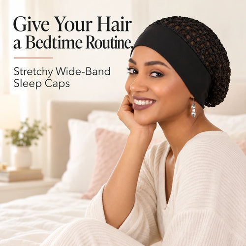 🌙 Sleep Cap 3-Pack — Open-Weave, Wide Band Bedtime Hair Wrap