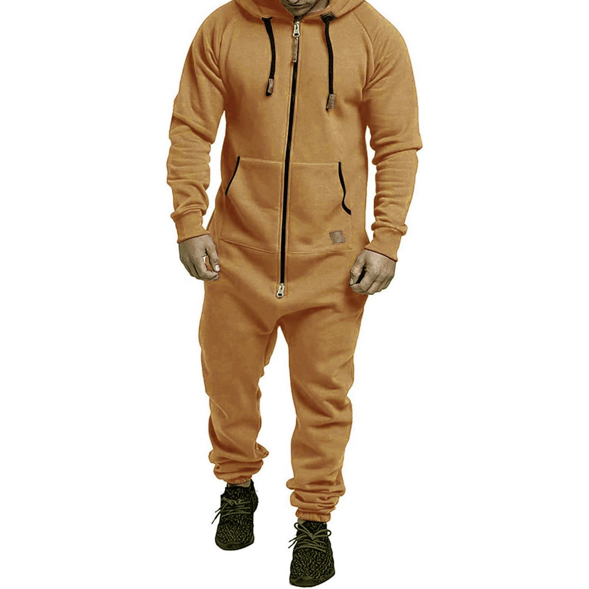 🧥 Men’s Hooded Fleece Jumpsuit – Cozy All-in-One Comfort
