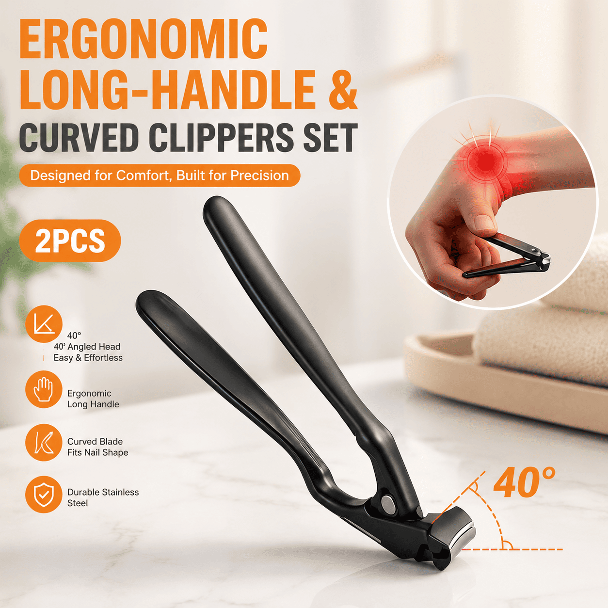 ✂️Professional Extra Long Handle Nail Clippers for Thick & Fungal Nails✨