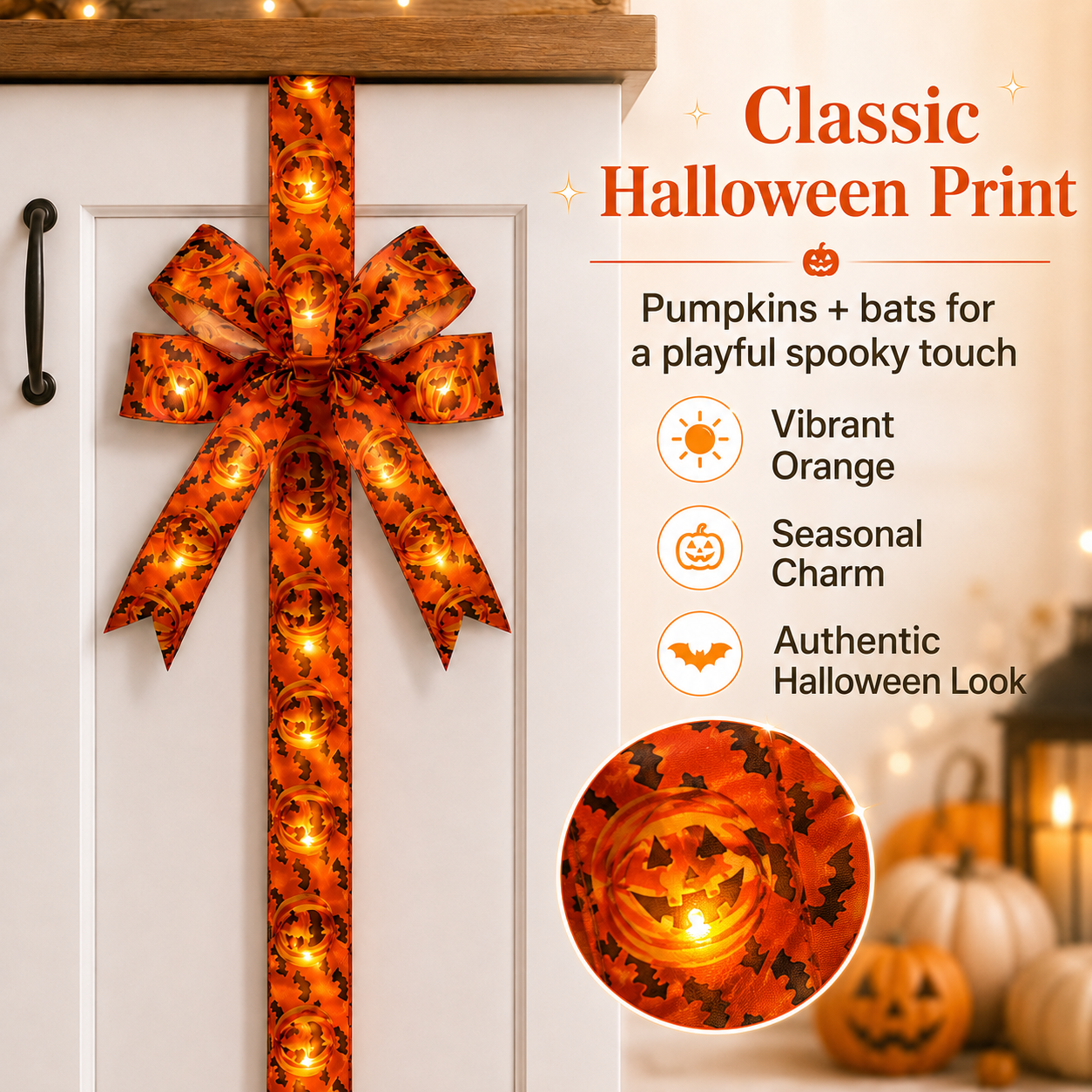 🎃LED Halloween Door & Cabinet Bows (2-Pack)