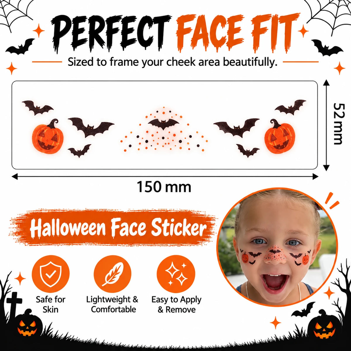 Halloween Face Stickers – 6 Spooky Costume Styles