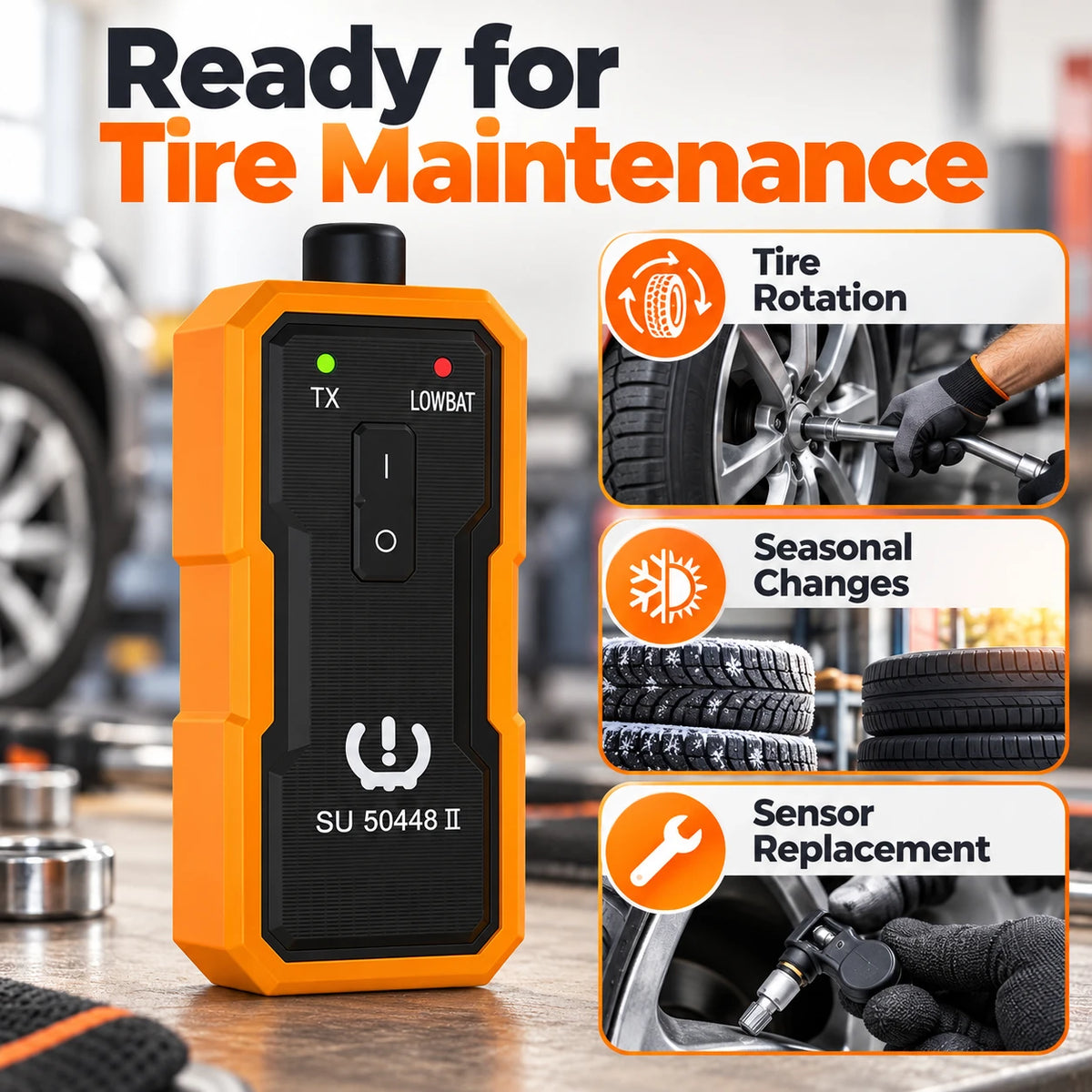 SU-50448 II TPMS Relearn Tool – Ready for Tire Rotation 🛞