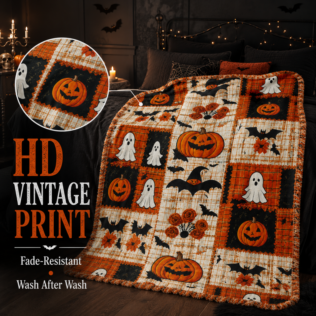 Spooky Cozy Halloween Throw Blanket👻