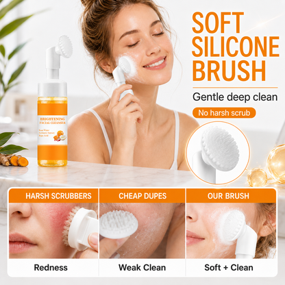 ✨ Turmeric & Kojic Acid Brightening Facial Cleanser Foaming Brush