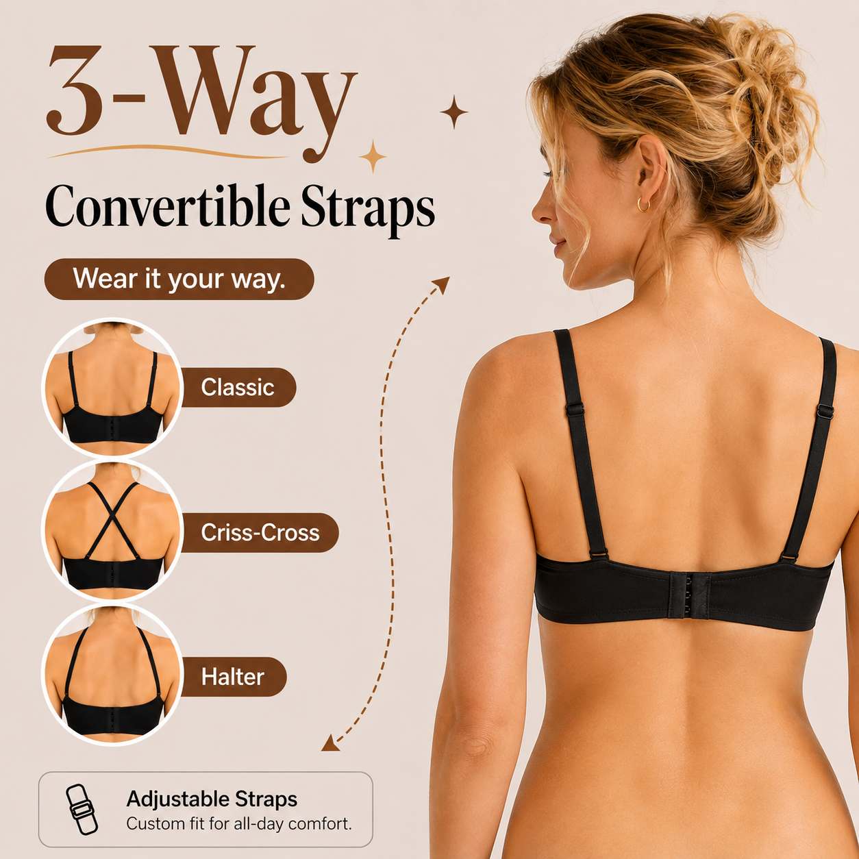 ✨ Deep V Convertible Push-Up Bra 💖