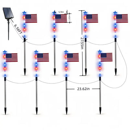 🇺🇸 8-Piece Flag Light Set ✨ 4th of July Yard Decor