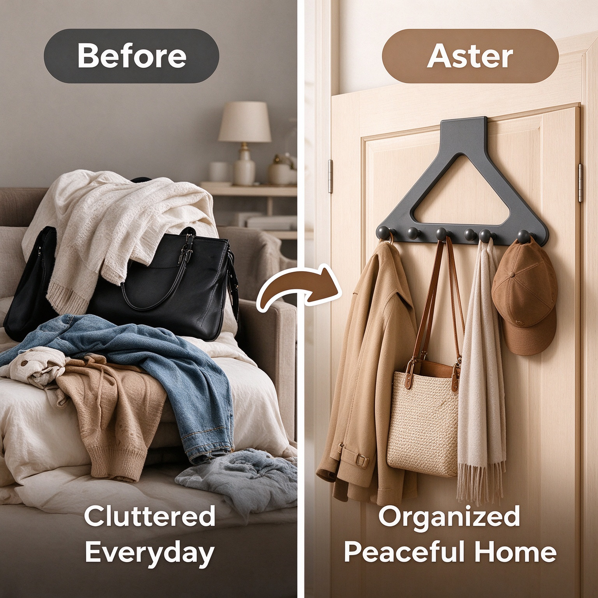 Triangular door hanging multi-hook storage rack(4Pcs)