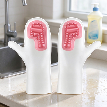 🧤Dishwashing gloves with built-in silicone brush