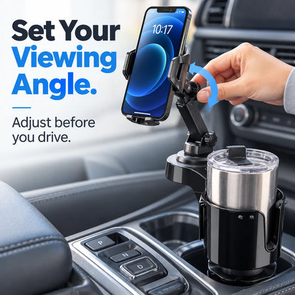 🚗 2-in-1 Car Cup Holder Expander with Adjustable Phone Mount – Handle-Friendly Tumbler Holder 📱🥤