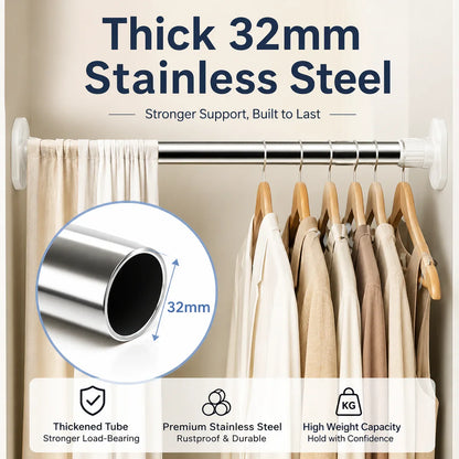 🏠 Drill-Free Adjustable Tension Rod – Instant Storage, Zero Wall Damage