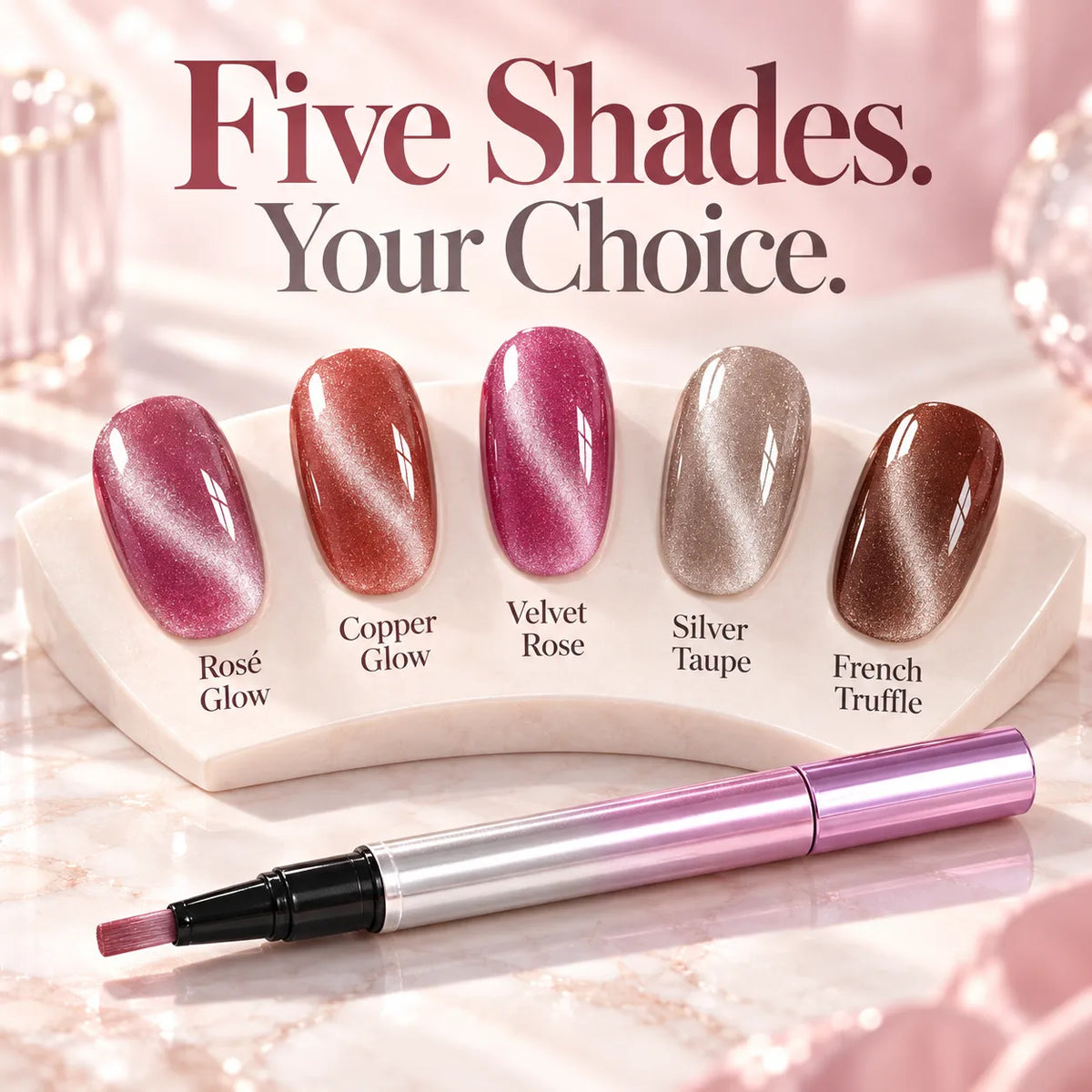 ✨ Cat Eye Nail Polish Pen – Shimmering Color & Glossy Finish in 5 Shades 💅