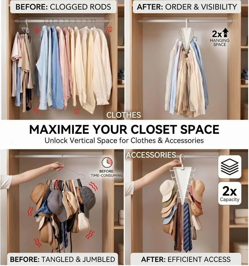 V-Shaped Double-Sided Closet Organizer Hanger
