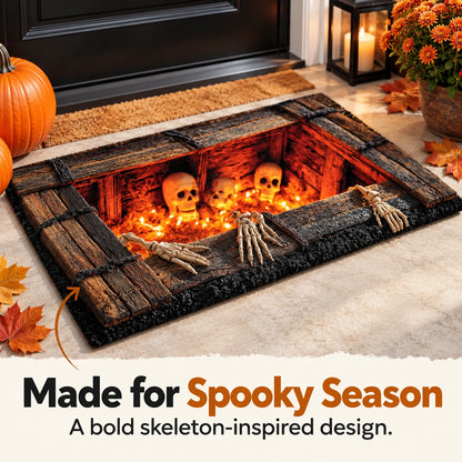 🎃 Skeleton Halloween Mat – Spooky Front Door Style