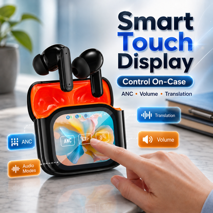 🌐 AI Translator Earbuds with Smart Touch Display