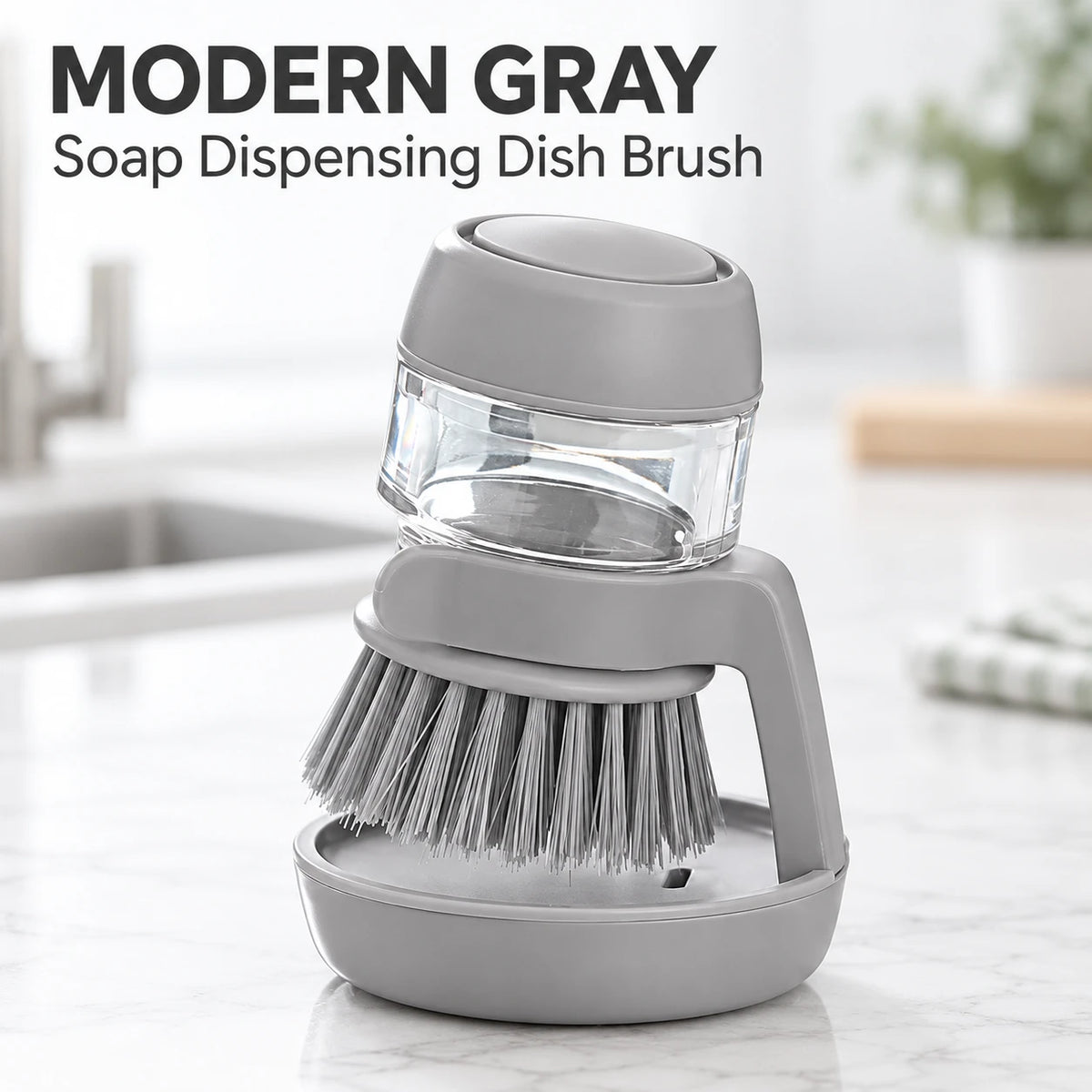 Soap Dispensing Dish Brush with Stand 🫧 Press. Scrub. Done.
