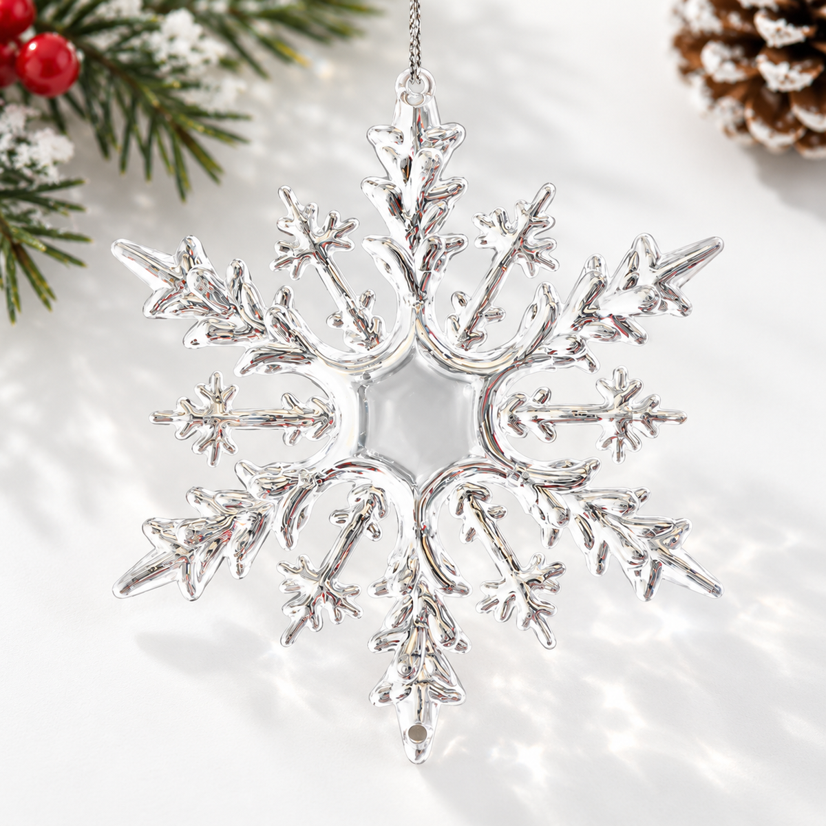 Clear Crystal Snowflake & Icicle Christmas Ornaments