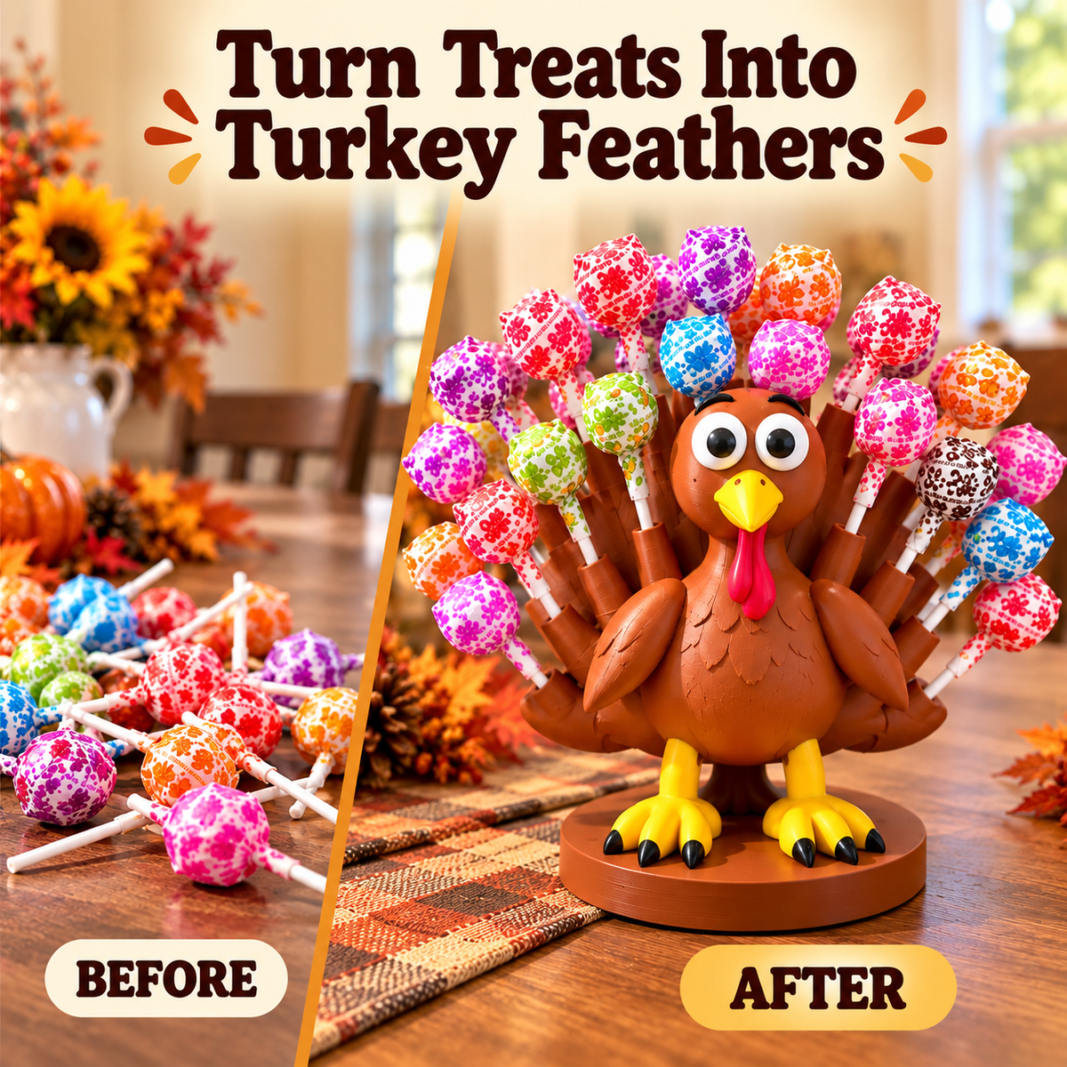 Turkey Lollipop Holder — A Rainbow Tail of Thanksgiving Fun