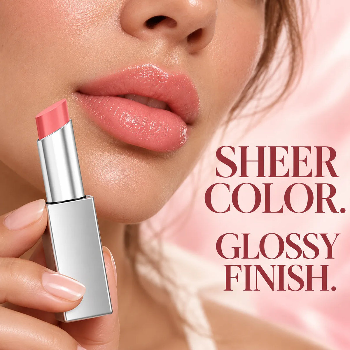💄 Glossy Tinted Lipstick ✨ Sheer Color & Luminous Shine — 4 Shades
