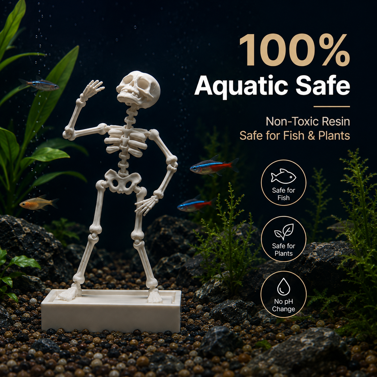 🌊 Fish-Safe Poseable Skeleton Decor 💀