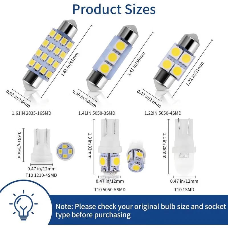 💡 42PCS Car Interior LED Light Kit – Super Bright Upgrade
