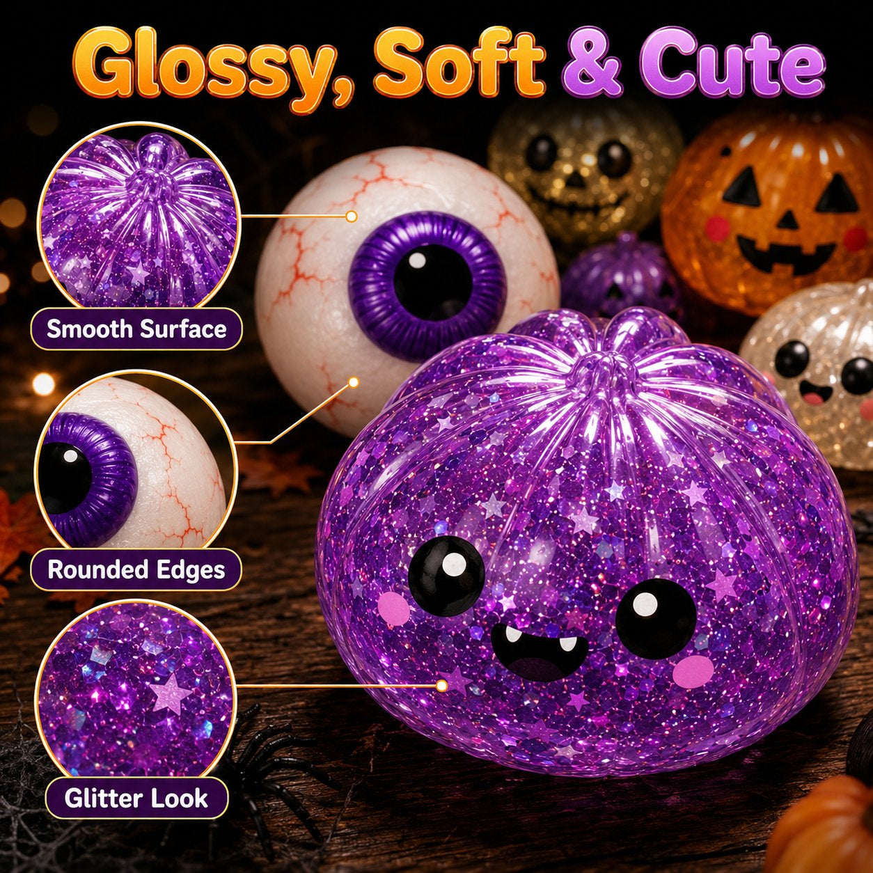 🎃 SpookySquish Halloween Glitter Fidget Toys – 5 Collectible Styles