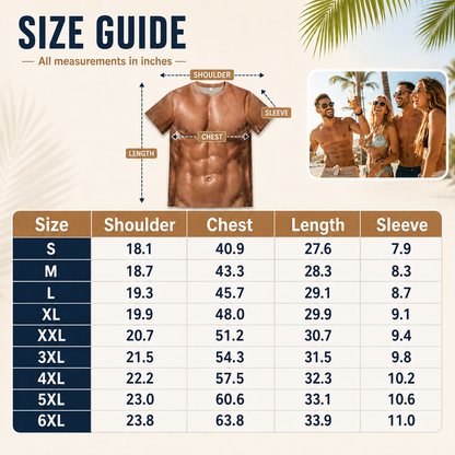 💪Realistic Abs Printed Short Sleeve