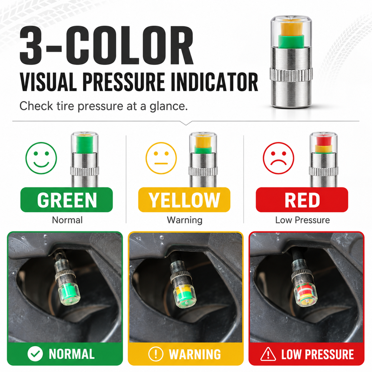 🚗🛠️4 PCS Car Tire Pressure Monitor Valve- tire valve stem caps