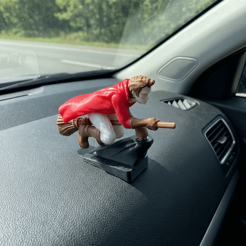 🧙‍♀️✨ Witch & Wizard Broomstick Dashboard Ornament – Magical Ride