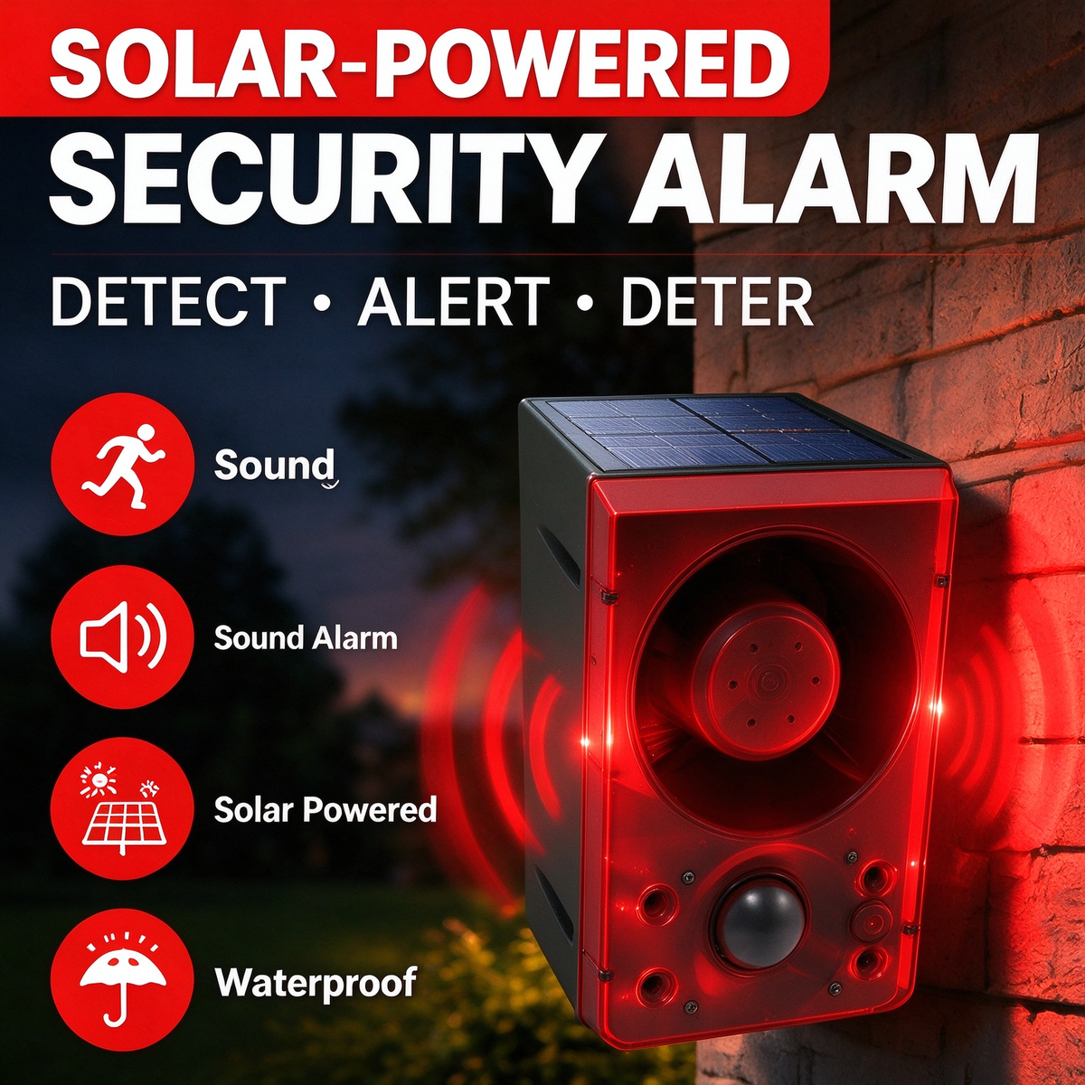 Solar-powered infrared sensor alarm