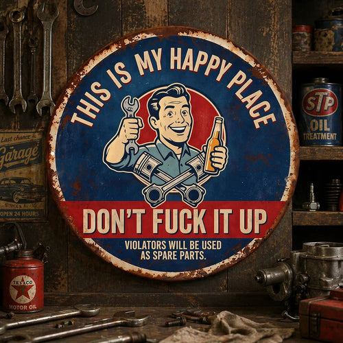 🔩🔧"This Is My Happy Place" Metal Tin Sign