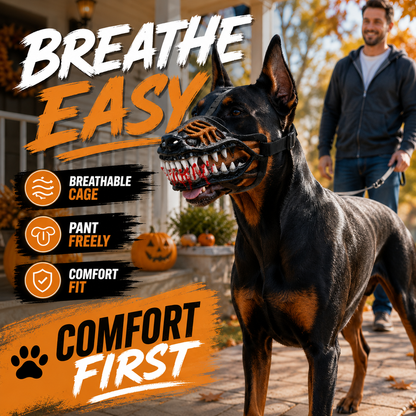 🐺 Halloween Werewolf Dog Muzzle with Bloody Fangs