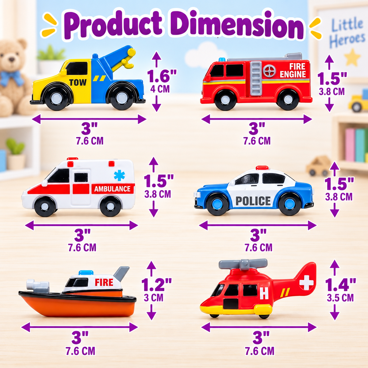 🚑6-Piece Baby Emergency Car Bath Toy - Water-Changing, Floating, Light-Up Sensory Learning Tool