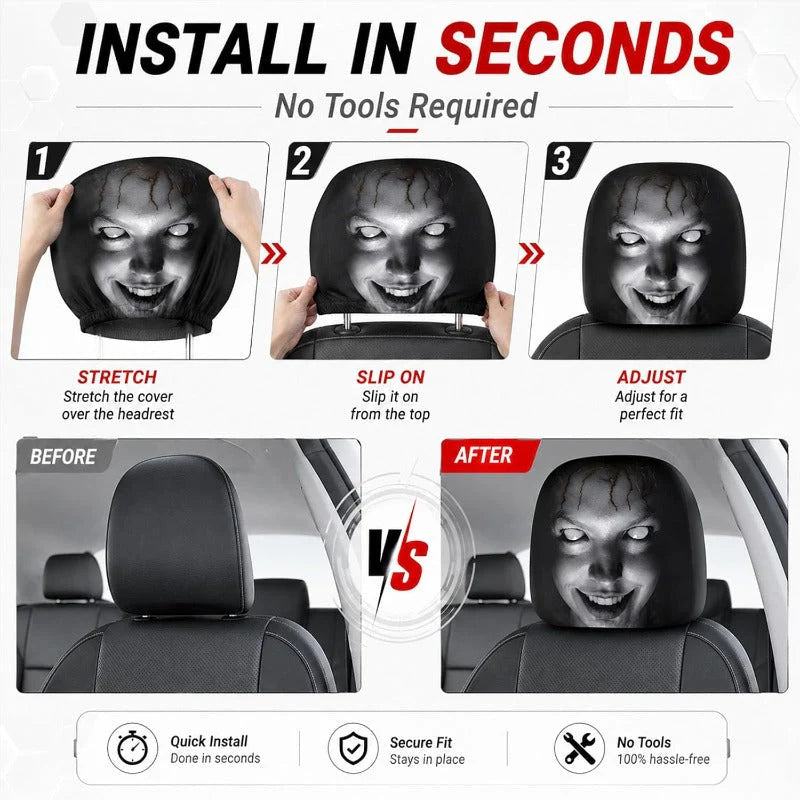 👻Spooky Halloween Car Headrest Covers (2-Pack) | Universal Fit😎