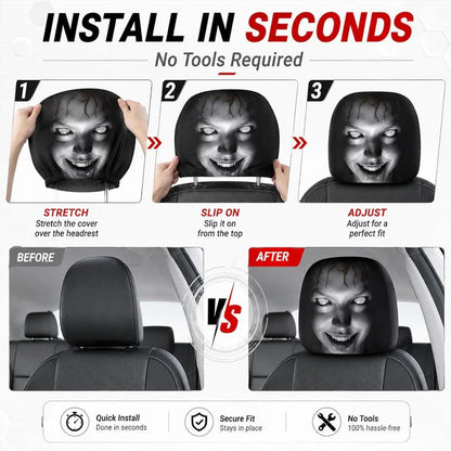 👻Spooky Halloween Car Headrest Covers (2-Pack) | Universal Fit😎