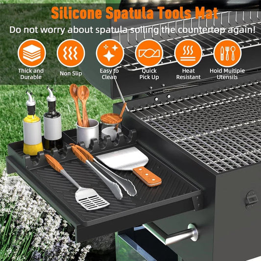🍖 Silicone BBQ Side Shelf Mat – Clean Grill, Easy Cook 🔥