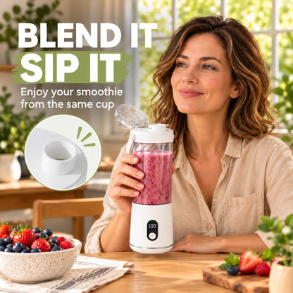 Portable Blender Cup with Carry Handle for Smoothies and Shakes