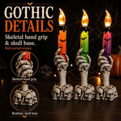 Spooky Skeleton Hand LED Halloween Decor Candle💀